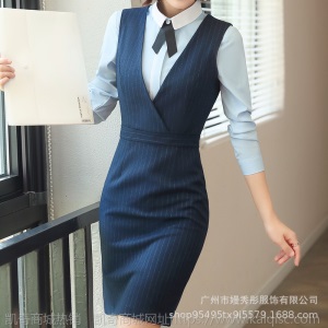 条纹西装套装气质西服高端正装工作服职业两件套前台经理OL衬衫秋