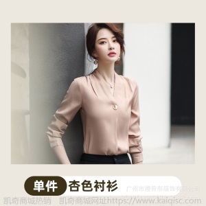 新款雪纺衬衫女韩版长袖宽松2019秋季气质上衣V领白色衬衣职业装