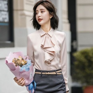 白衬衫女长袖2019秋冬新款洋气时尚职业装设计感小众加绒加厚衬衣