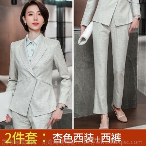 西装外套女韩国英伦风2019春秋款格纹正装经理工装洋气工作服套装