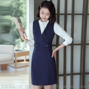职业连衣裙女2019新款 时尚 气质修身背带裙衬衫两件套 套装裙 秋
