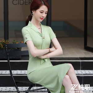 职业装V领包臀连衣裙女夏2020新款时尚气质女神范修身显瘦一步裙
