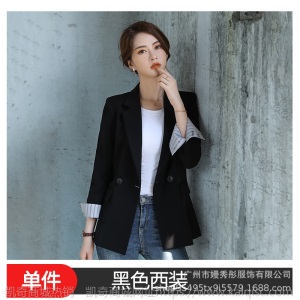 纯职2019秋冬季新款韩版上衣小西服长袖外套宽松中长西装女OL气质