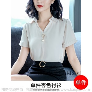 白衬衫女短袖时尚洋气2019年新款大码欧货职业气质OL衬衣女夏873