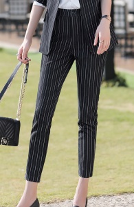 西装套装女2020春秋新款时尚条纹女士西服气质职业商务正装工作服