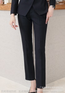 职业套装女时尚秋冬新款商务通勤面试条纹正装工作服蓝色西装西服
