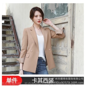 纯职2019秋冬季新款韩版上衣小西服长袖外套宽松中长西装女OL气质