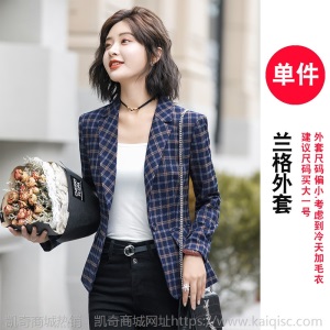西装外套女职业女装2018新款秋冬韩版休闲格子大码正装套装小西服