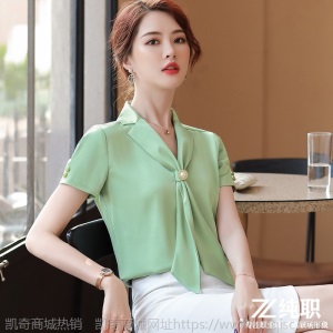 白色雪纺衬衫女设计感小众洋气气质v领上衣女夏短袖衬衣宽松时尚