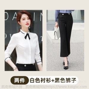2019秋春新款女士职业白衬衫女装韩版修身气质长袖衬衣正装工作服