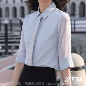 职业黑色衬衫女2020春夏新款网纱拼接修身显瘦OL气质雪纺衬衣中袖