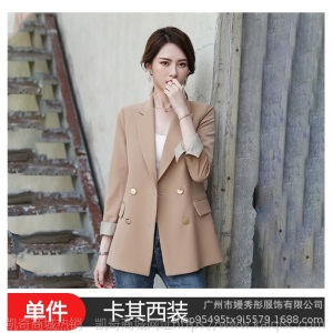 2019春秋新款西装外套女面试职业工作服黑色大码正装小西服中长款