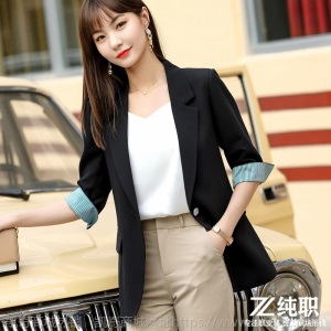 休闲西装套装女2020春夏装新款修身显瘦气质职业装西服外套中长款
