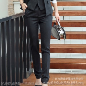 条纹西装套装气质西服高端正装工作服职业两件套前台经理OL衬衫秋