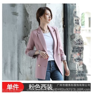2019春秋新款西装外套女面试职业工作服黑色大码正装小西服中长款