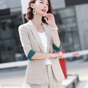 西装套装女春夏薄2020新款时尚韩版气质英伦风中袖小西服外套套裤
