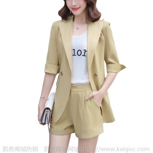 黑色西装套装女春夏季气质女神范职业高端时尚洋气西服短裤两件套