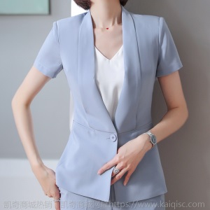 夏季新款职业套装女士短袖修身工作服气质面试两件套装西装美容院