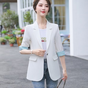 休闲西装套装女2020春夏装新款修身显瘦气质职业装西服外套中长款