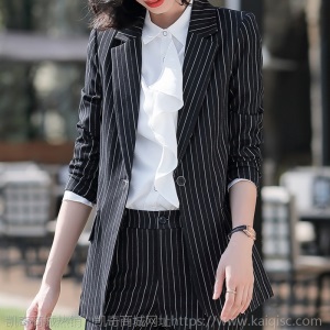 西装套装女2020春秋新款时尚条纹女士西服气质职业商务正装工作服