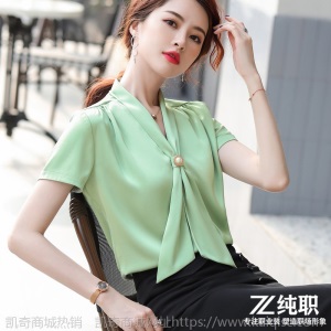 雪纺衬衫女装2020年职业新款夏季短袖上衣洋气小衫高档小香风衬衣
