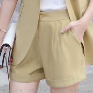 黑色西装套装女春夏季气质女神范职业高端时尚洋气西服短裤两件套