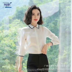 2019新款秋雪纺白色衬衫女装韩版长袖职业衬衣气质上衣工作服