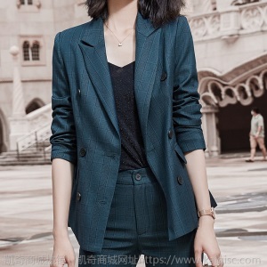 高端职业套装绿格西装工作服女职业装时尚气质女神范正装总裁西服