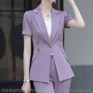 2020夏季新款小西装外套女韩版气质洋气时尚短袖上衣休闲职业套装