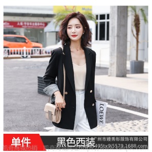 小西装外套女气质秋款时尚韩版2019春秋新款绿色修身OL职业小西服