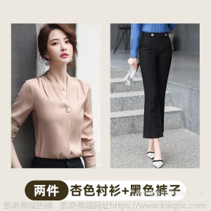 新款雪纺衬衫女韩版长袖宽松2019秋季气质上衣V领白色衬衣职业装