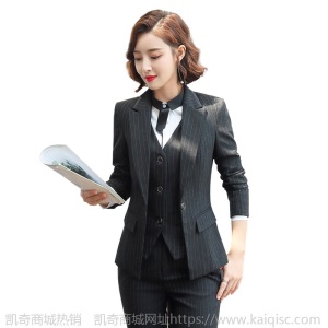 条纹西装套装气质西服高端正装工作服职业两件套前台经理OL衬衫秋