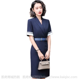 房地产售楼部工作服女工装春夏季白领时尚气质短袖高端职业连衣裙