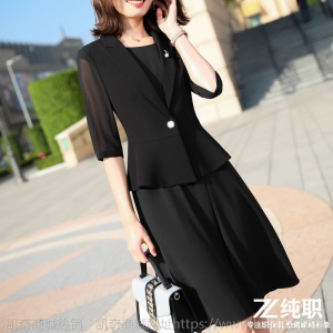 西装外套女2020新款春白色短款气质名媛小香风连衣裙两件套工作服