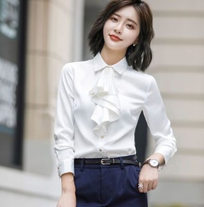 白衬衫女长袖2019秋冬新款洋气时尚职业装设计感小众加绒加厚衬衣