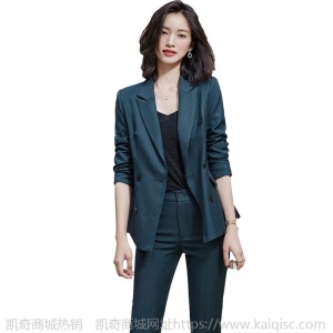 高端职业套装绿格西装工作服女职业装时尚气质女神范正装总裁西服