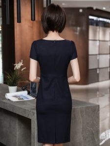 职业连衣裙女ol气质美容院工作服装2019夏季新款短袖中长裙 2902