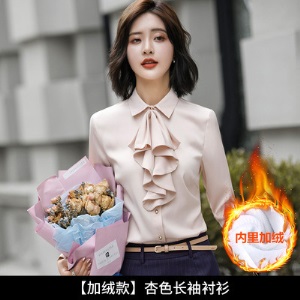 白衬衫女长袖2019秋冬新款洋气时尚职业装设计感小众加绒加厚衬衣