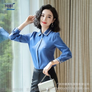 2019新款秋雪纺白色衬衫女装韩版长袖职业衬衣气质上衣工作服