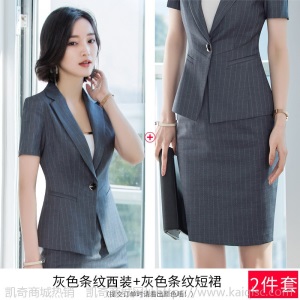 职业套装女夏季2019新款气质女神范短袖条纹英伦风正装OL工作服