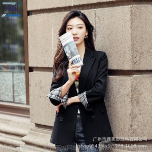 黑色西装外套女2019初秋新款韩版休闲气质百搭宽松网红小西服上衣