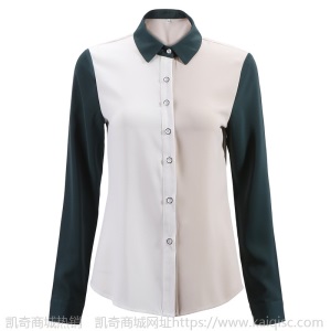 雪纺白色衬衫女2020春季新款上衣时尚洋气长袖撞色方领职业装衬衣
