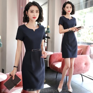 职业连衣裙女2019新款时尚气质名媛夏装短袖正装大码一步裙工作裙