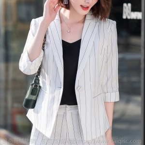 春装2020新款职业装套装女时尚气质条纹女神范西装正装西服工作服