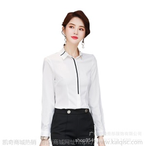 批发职业女装正装上衣 衬衣OL通勤商务时尚优雅气质白色长袖衬衫
