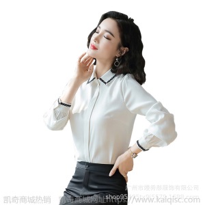 2019新款秋雪纺白色衬衫女装韩版长袖职业衬衣气质上衣工作服