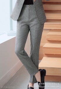时尚职业套装女2019秋冬新款休闲气质千鸟格西服套装女外套工作服