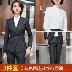西装外套女韩国英伦风2019春秋款格纹正装经理工装洋气工作服套装