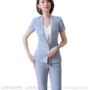 夏季新款职业套装女士短袖修身工作服气质面试两件套装西装美容院