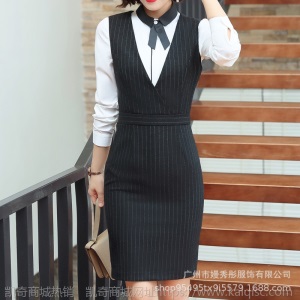 条纹西装套装气质西服高端正装工作服职业两件套前台经理OL衬衫秋